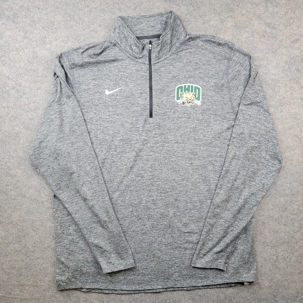 Ohio Bobcats Shirt Mens XL Gray NCAA College Nike Dri Fit 1/4 Zip Pullover‎